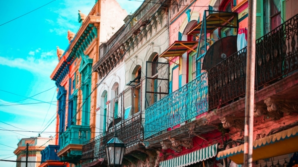 Colorful building facades in Buenos Aires, Argentina